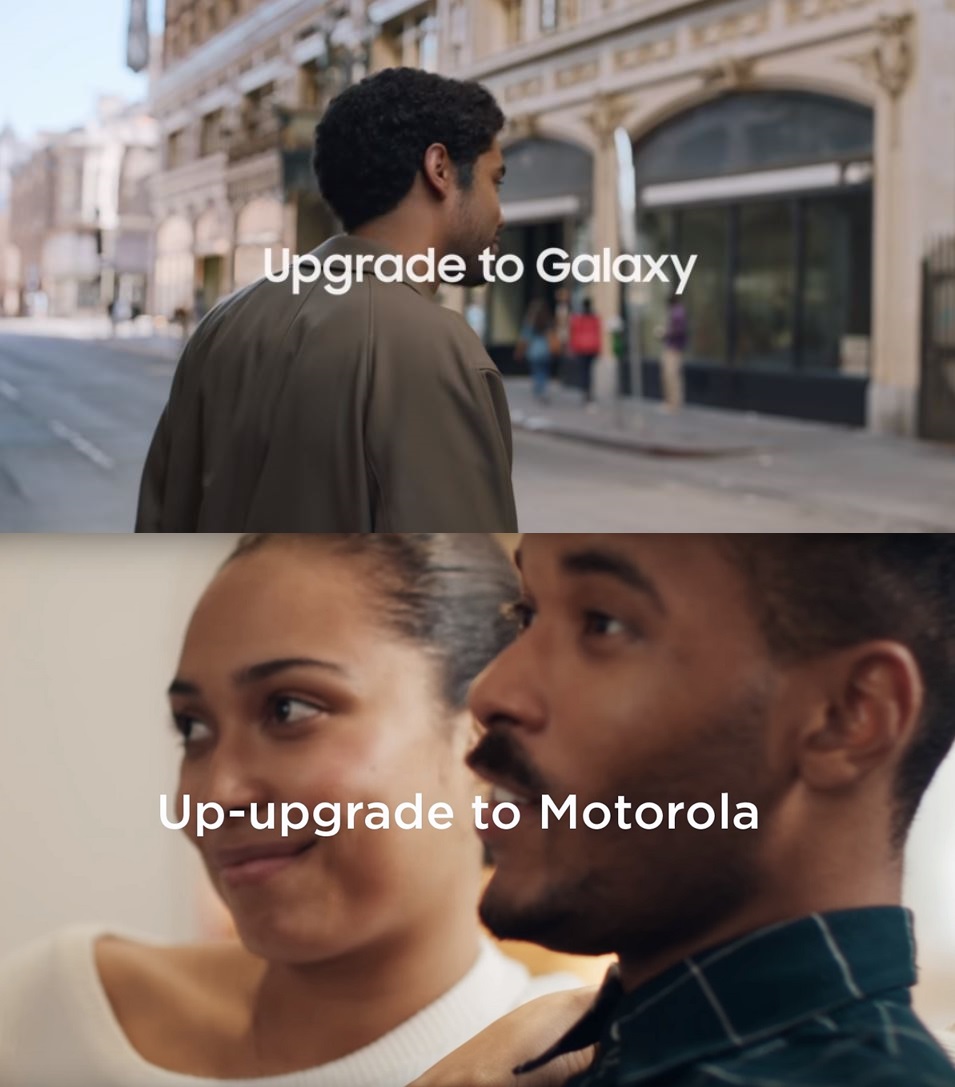 ▲삼성 광고 (위), 모토로라 광고(아래) (출처=유튜브 영상 캡처)