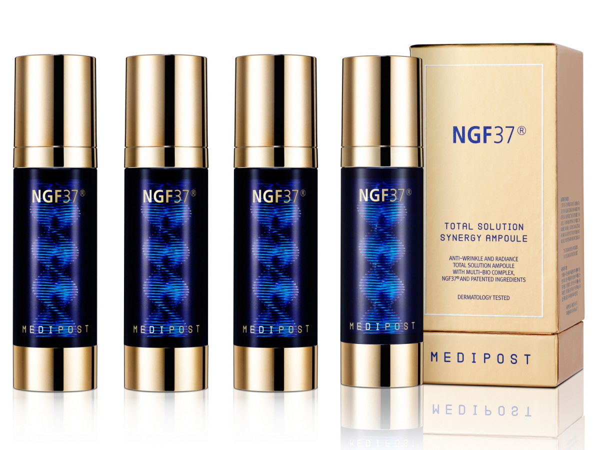 ▲메디포스트의 줄기세포 배양액 함유 화장품 ‘NGF37 토탈 솔루션 시너지 앰플’(메디포스트)