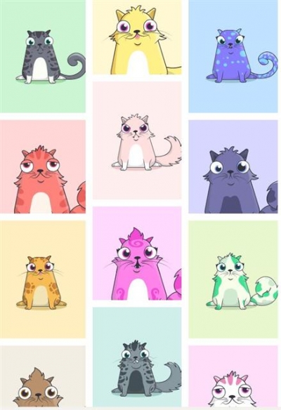▲이더리움 기반 게임 크립토키티스의 가상 애완용 고양이들. 출처 크립토키티스 웹사이트 