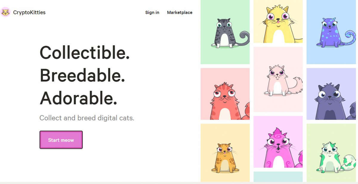 ▲크립토키티즈 홈페이지 캡처화면.