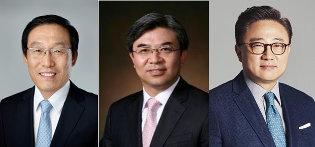 ▲왼쪽부터 김기남 DS부문 사장, 김현석 CE부문 사장, 고동진 IM부문 사장