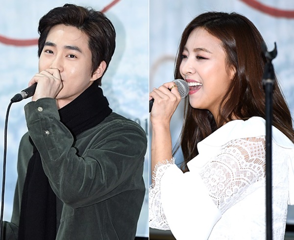 ▲그룹 엑소 수호(왼쪽)과 에프엑스 루나(사진=고아라 기자 iknow@)