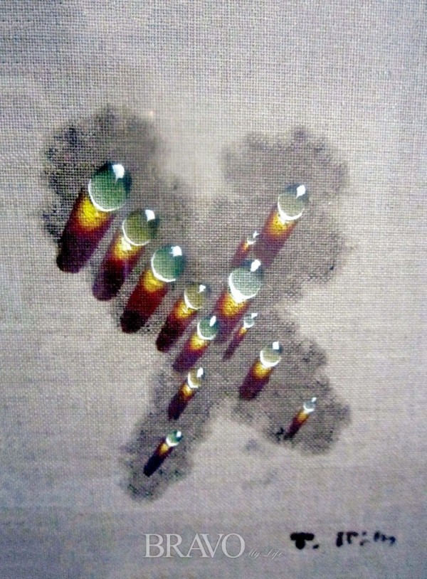 ▲김창열 ‘물방울’ 캔버스에 유채, 27cm×21cm, 1978년(이재준 미술품 수집가)