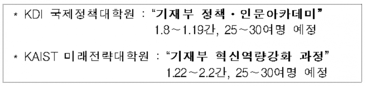 ▲재충전 교육 일정(기획재정부)