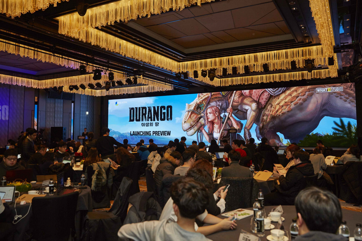 ▲'야생의 땅: 듀랑고' 런칭 프리뷰 행사 전경. (넥슨)