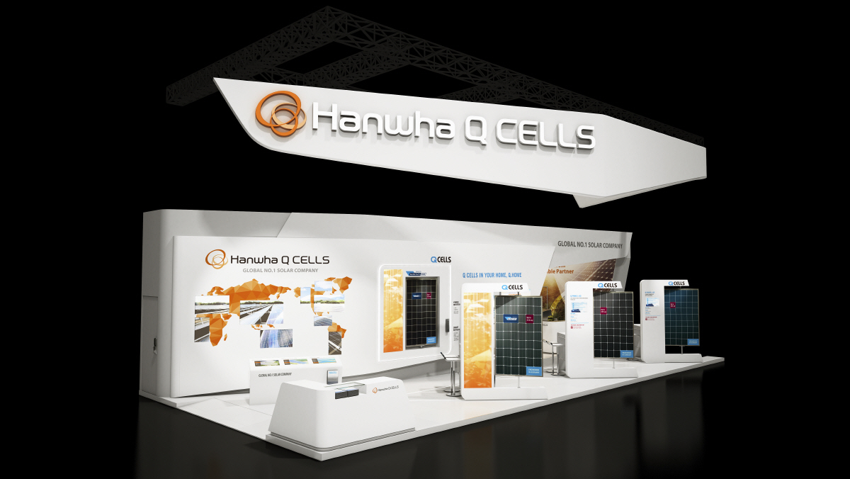 ▲아부다비 세계미래에너지정상회의 에너지 전시회(WFES)에 참가하는 한화큐셀 전시 조감도 (사진제공=한화큐셀)