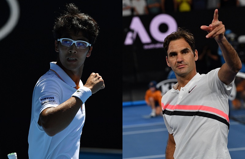 ▲정현(왼쪽)과 로저 페더러.(AFP/연합뉴스)