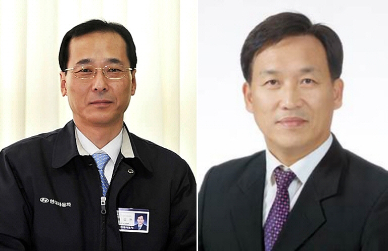 ▲현대차는 지난 26일 윤갑한(왼쪽) 울산공장장 후임으로 하언태 부사장을 임명했다. (사진제공=현대차)