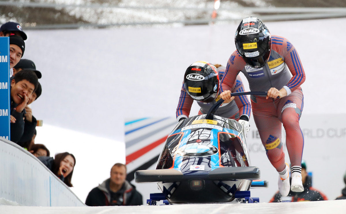 ▲'2018 평창 동계올림픽' 여자 봅슬레이 2인승에 출전하는 한국 국가대표팀 김유란-김민성.(연합뉴스)