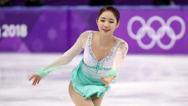▲ 21일 강릉아이스아레나에서 열린 2018 평창 동계올림픽 피겨스케이팅 여자 싱글 쇼트프로그램에서 최다빈이 연기를 펼치고 있다. (연합뉴스)