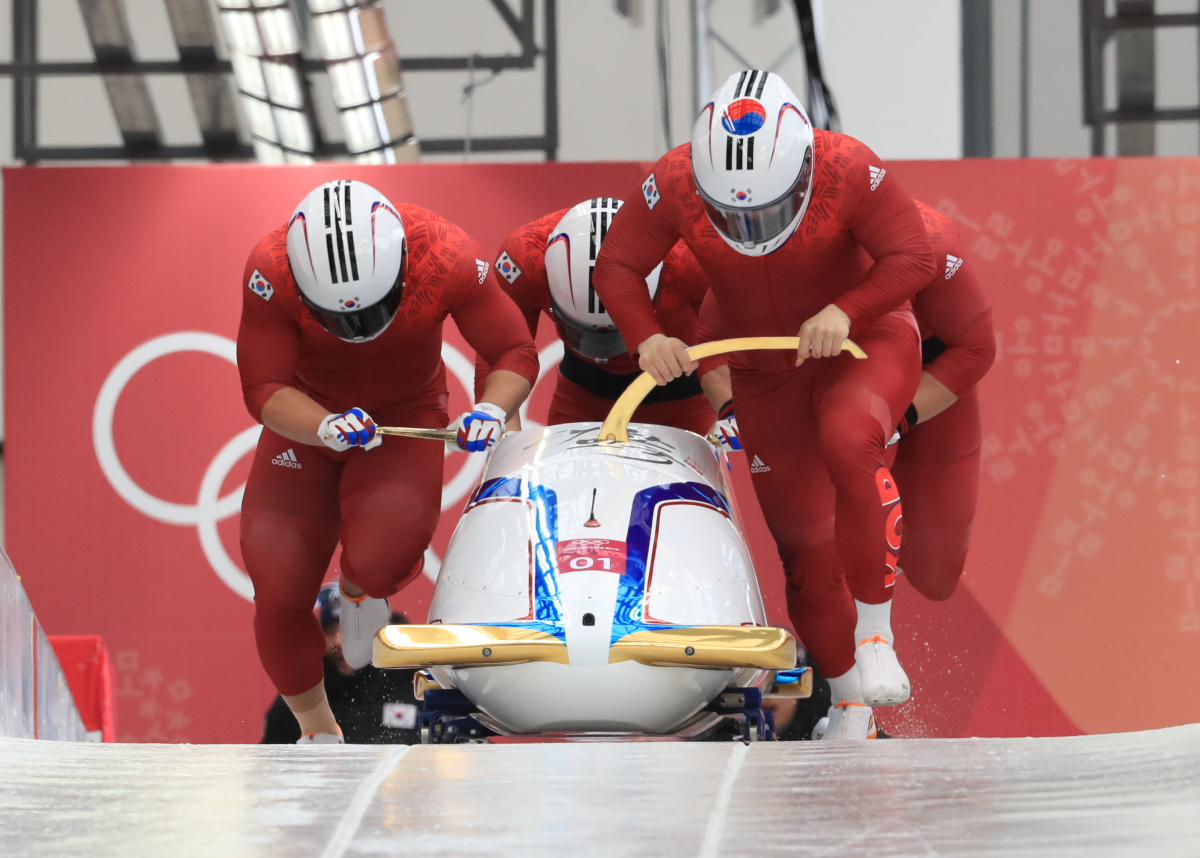 ▲'2018 평창 동계올림픽' 봅슬레이 남자 4인승에 출전하는 한국 남자 봅슬레이팀.(연합뉴스)