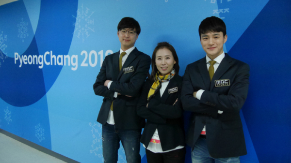 ▲장반석, 신미성 컬링 해설위원, 백근곤 아나운서(사진=MBC)