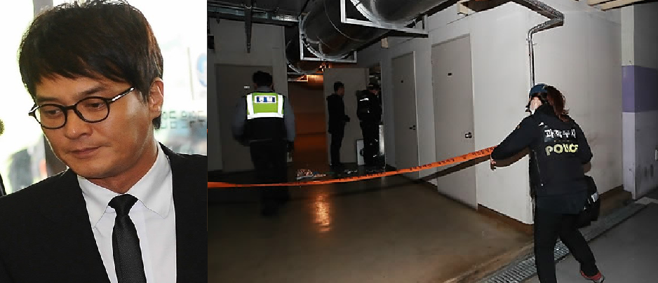 ▲9일 ‘성추행 의혹’을 받은 배우 조민기 씨가 숨진 채 발견된 서울 광진구 구의동의 오피스텔 지하.(연합뉴스)
