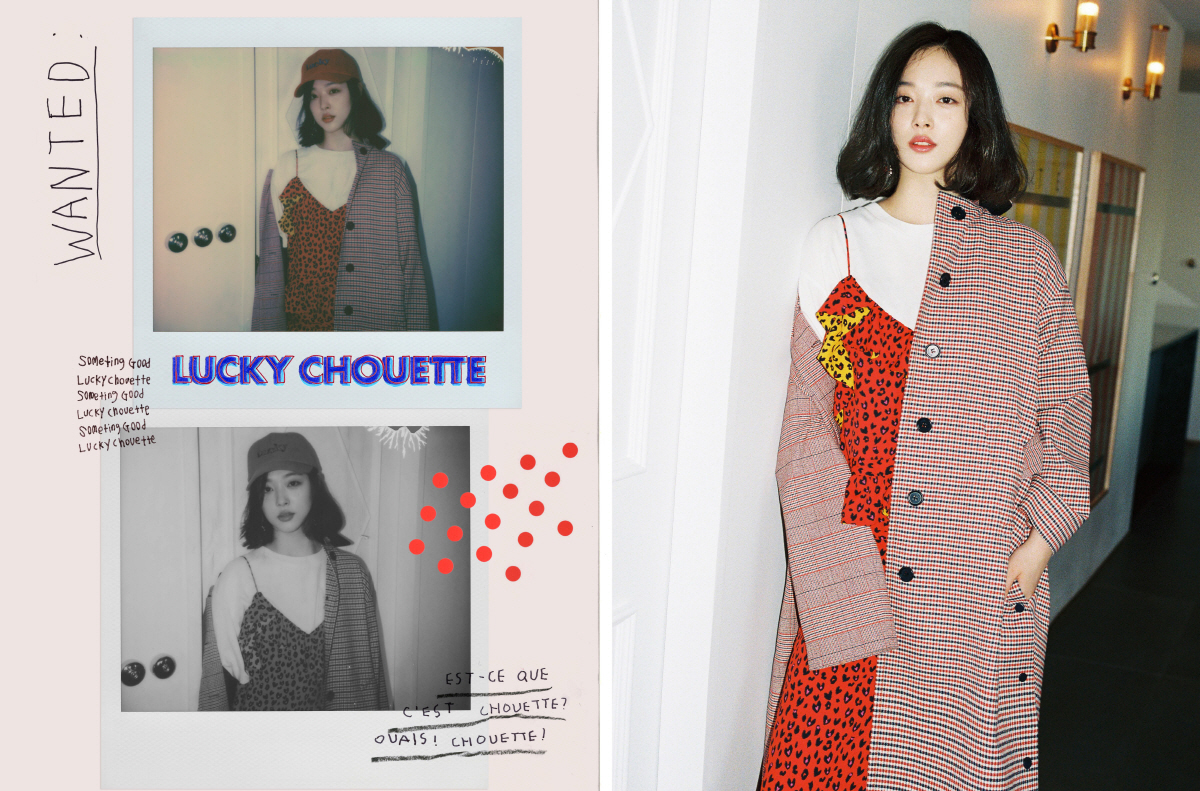 ▲럭키슈에뜨 글렌 체크 믹스 트렌치 코트 (사진제공=코오롱FnC)