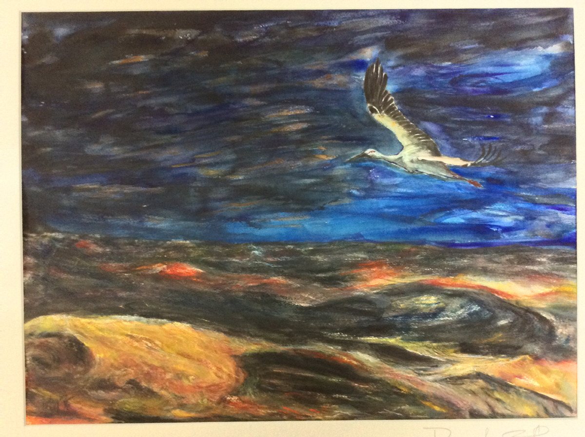 ▲박시룡 교수의 황새 수채화 작품.