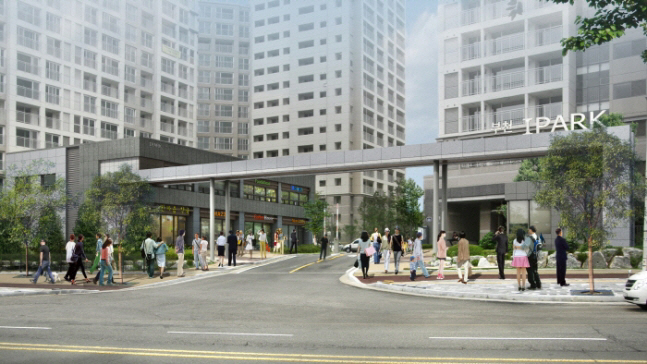 ▲부천 아이파크 단지 내 상가 투시도. 사진제공 현대산업개발