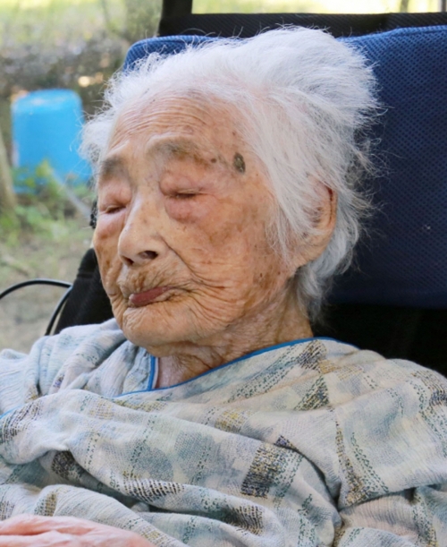 ▲21일(현지시간) 일본 가고시마현에서 세계 최고령자 일본 여성 다지마 나비가 117세의 나이로 별세했다. 가고시마/AP연합뉴스

