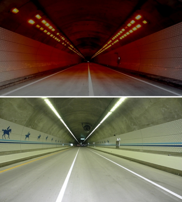 ▲고속도로 터널 조명이 개선 작업에 나선다. LED 조명을 이용해 한결 밝아질 것으로 기대된다. (사진제공=한국도로공사)