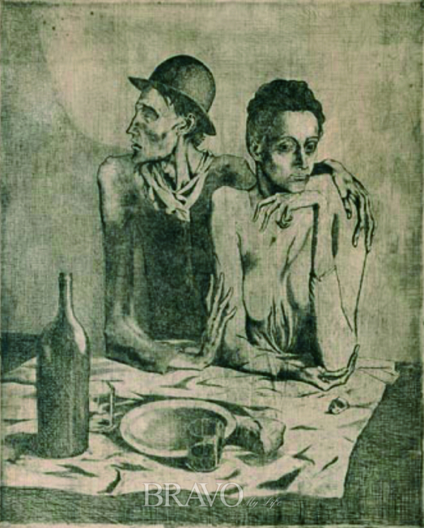 ▲피카소의 동판화 ‘검소한 식사’(1904)