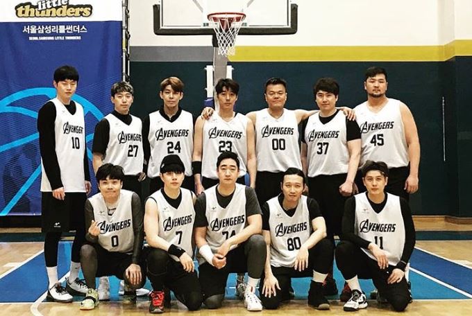 ▲박진영이 참여하고 있는 연예인 농구단(출처=서지석 인스타그램)