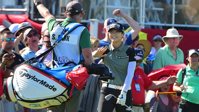 ▲9개월만에 우승을 확정한 박성현이 활짝 웃고 있다.(사진=LPGA)