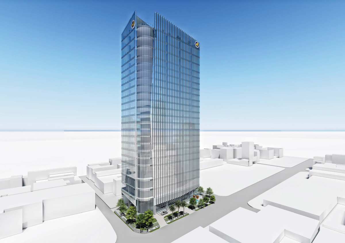 ▲캄보디아 사타파나 은행 본점 신축 공사 조감도(사진출처=롯데건설)