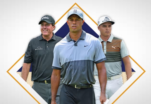 ▲왼쪽부터 필 미켈슨, 타이거 우즈, 리키 파울러(사진=PGA)