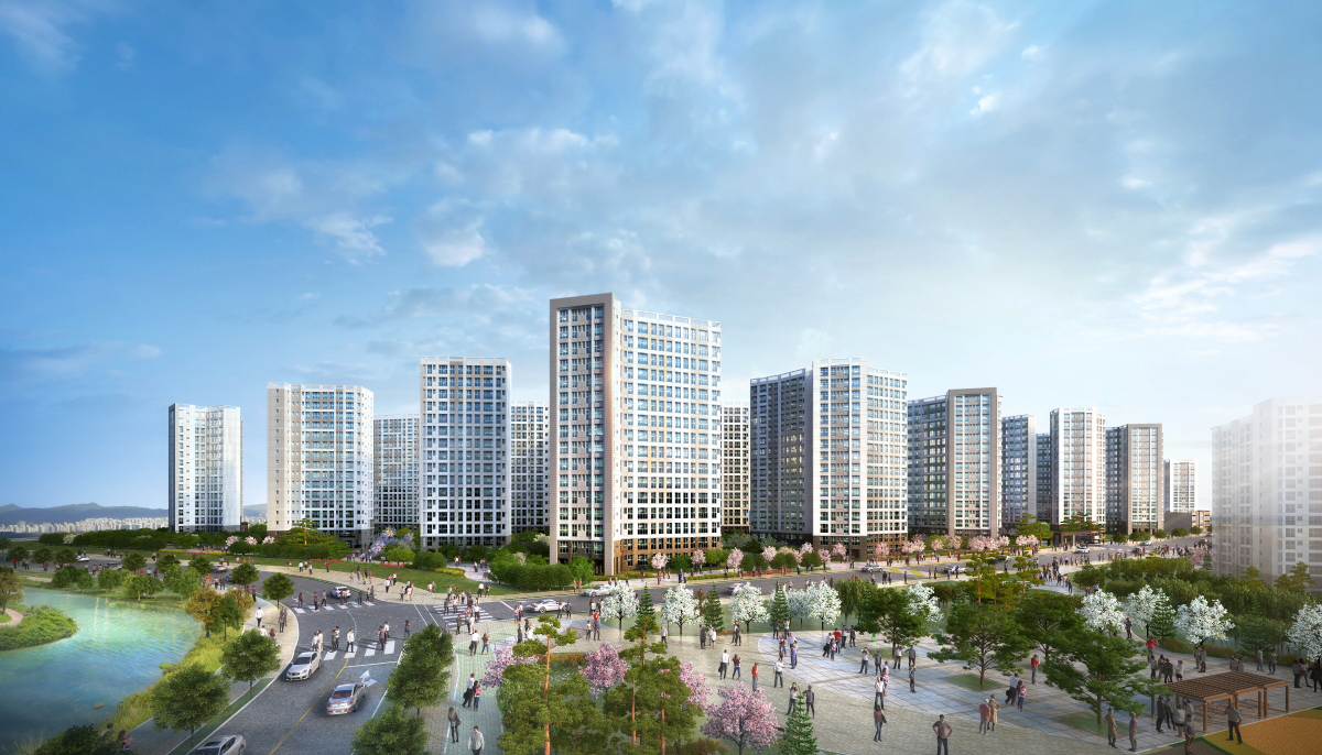 ▲‘캐슬앤파밀리에 시티 2차’ 투시도(사진=신동아건설)