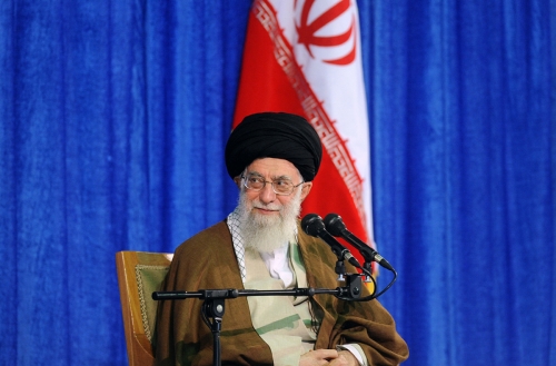 ▲아야톨리 알리 하메네이 이란 최고지도자가 9일(현지시간) 테헤란에서 열린 대학 행사에 참석하고 있다. 테헤란/EPA연합뉴스
