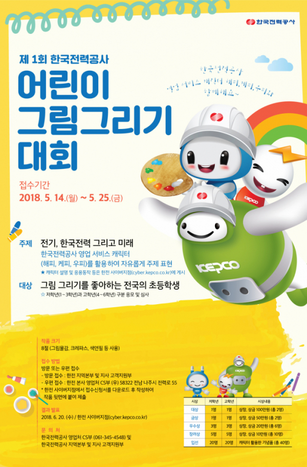 ▲한국전력 어린이 그림그리기 대회 포스터(한국전력)