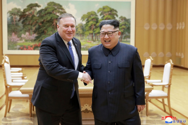 ▲조선중앙통신은 북한 김정은 국무위원장이 마이크 폼페이오 미국 국무장관을 접견했다고 10일 보도했다.(연합뉴스)