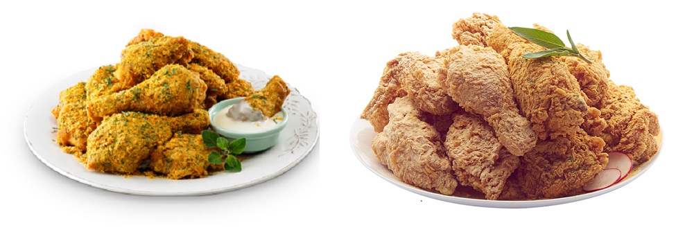 ▲BHC 뿌링클 치킨(왼쪽)과 네네치킨의 스노윙 치킨(사진출처=BHC, 네네치킨 홈페이지)