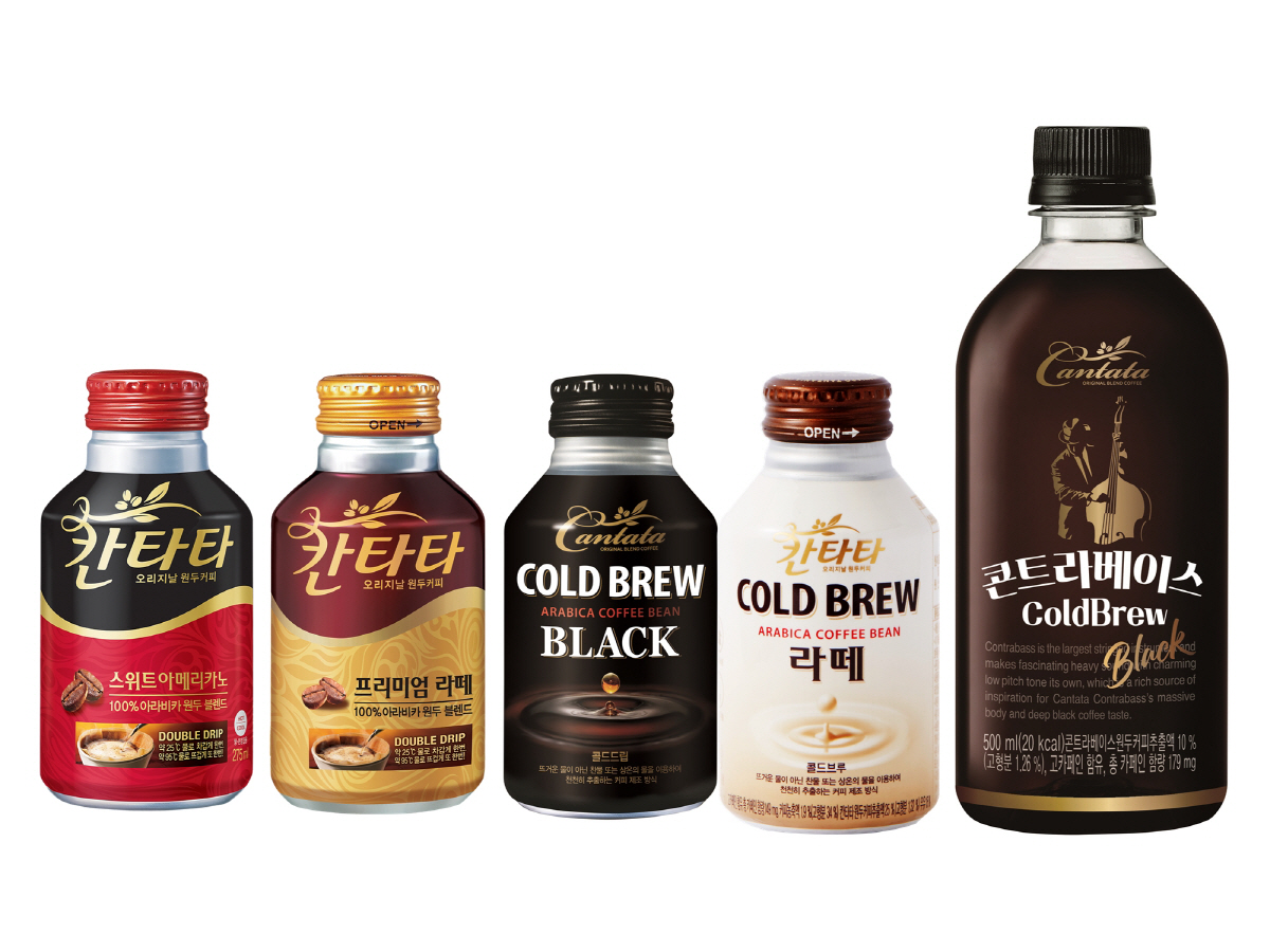 ▲칸타타 대표 5종. 사진제공=롯데칠성음료
