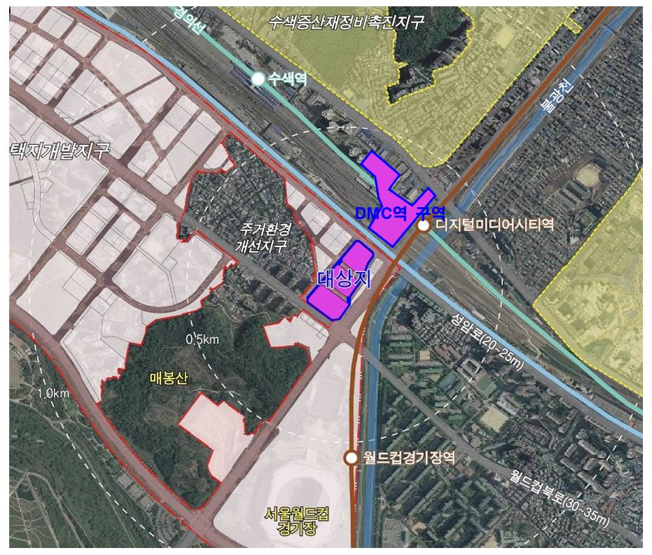 ▲상암택지개발지구 지구단위계획구역 내 특별계획구역 위치도(사진=서울시)