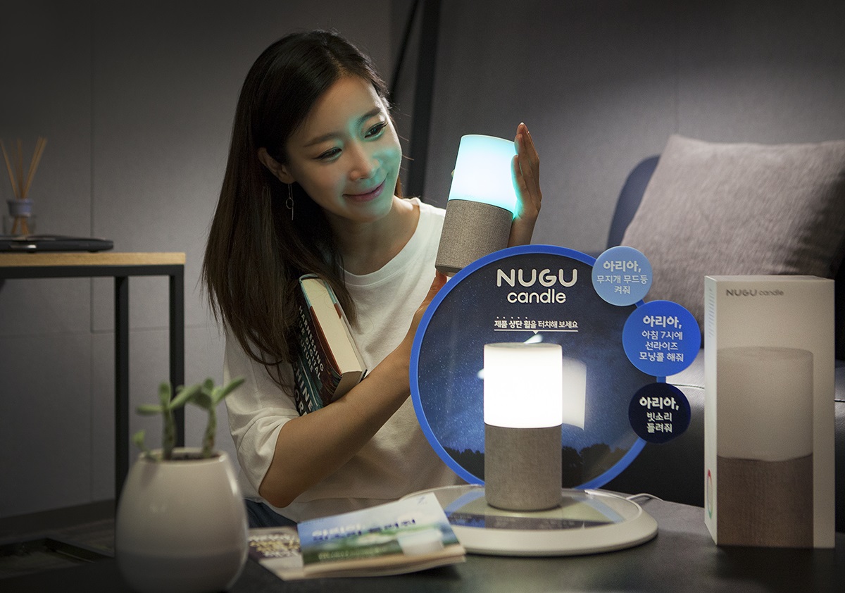 ▲SK텔레콤의 AI 스피커 '누구 캔들'