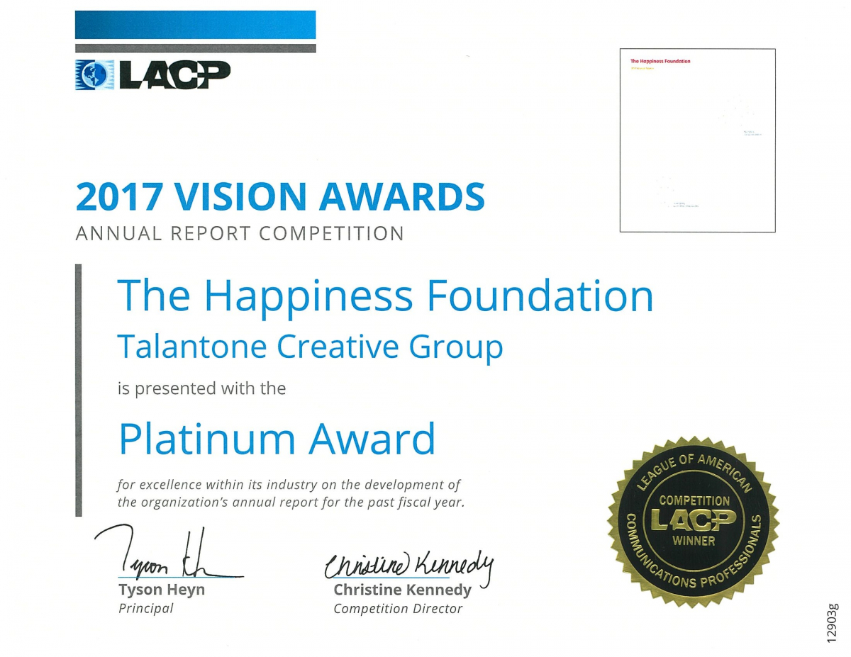 ▲2017 LACP 비전 어워즈 상장. (사진 제공=SK행복나눔재단)