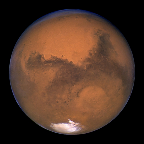 ▲15년 전 화성의 지구 대접근일인 2003년 8월 26일(현지시간) 미국 NASA의 허블 망원경이 찍은 화성 사진. 이탈리아 연구진은 25일 화성 얼음 밑 거대한 액체 상태의 호수 존재를 확인했다고 발표했다. 로이터연합뉴스
