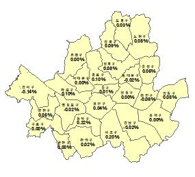 ▲서울 시군구별 변동률(자료=한국감정원)