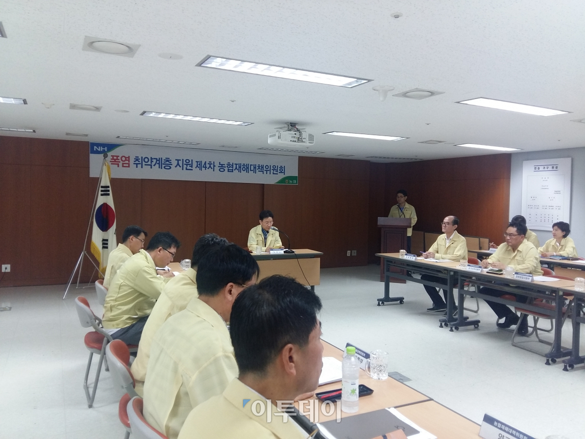 ▲허식 농협 부회장이 28일 폭염 취약계층 지원을 위한 제4차 농협재해대책위원회를 주재하고 있다.(농협중앙회)