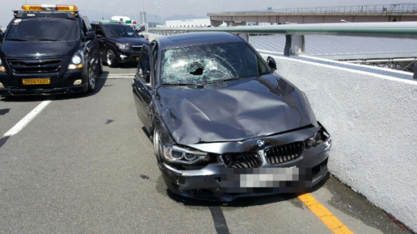 ▲'김해공항 BMW 질주 사고' 운전자의 차량.(연합뉴스)