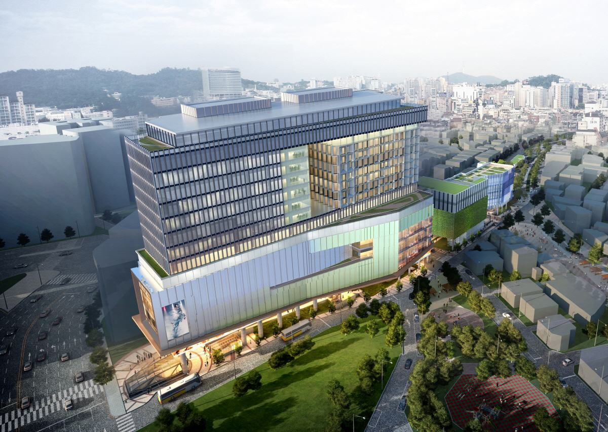 ▲애경그룹 본사가 입주할 홍대입구역 복합역사 조감도. 사진제공=한국철도시설공단