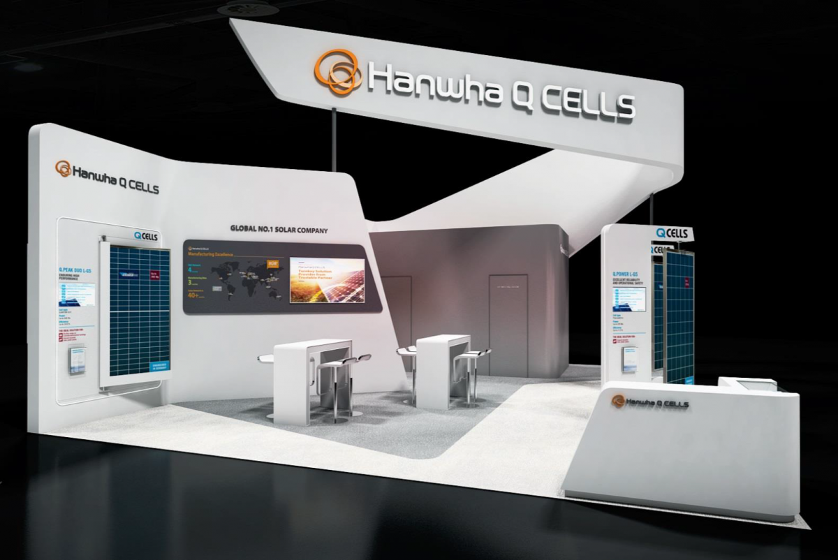 ▲한화큐셀 Intersolar South America 2018 부스(사진제공=한화큐셀)