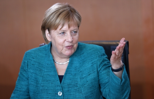 ▲22일(현지시간) 앙겔라 메르켈 독일 총리가 내각회의 중 발언하고 있다. 베를린/EPA연합뉴스