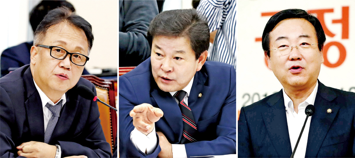 ▲왼쪽부터 민병두 정무위원장, 정재호 여당 간사, 김종석 야당 간사. 뉴시스