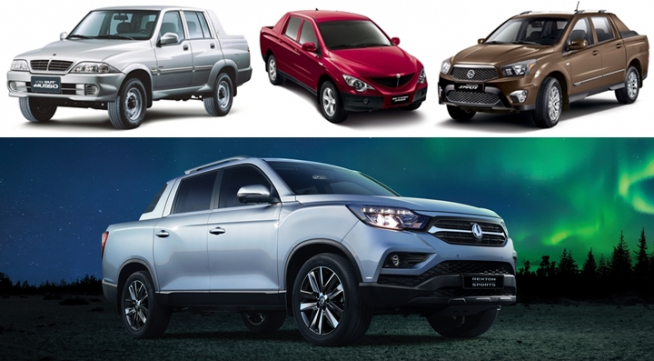 ▲쌍용차의 SUT 브랜드 스포츠가 누적 판매 45만 대를 넘어섰다. 사진 아래는 올해 데뷔한 렉스턴 스포츠. (사진제공=쌍용차)