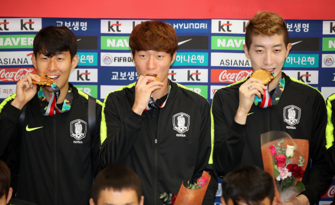 ▲'와일드 카드' 3인방 손흥민(왼쪽부터), 황의조, 조현우.(연합뉴스)