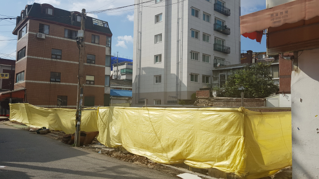 ▲한국감정원 자율주택정비사업 통합지원센터 개소 이후 최초 착공된 서울시 영등포구 당산동 사업지 전경(사진=한국감정원)