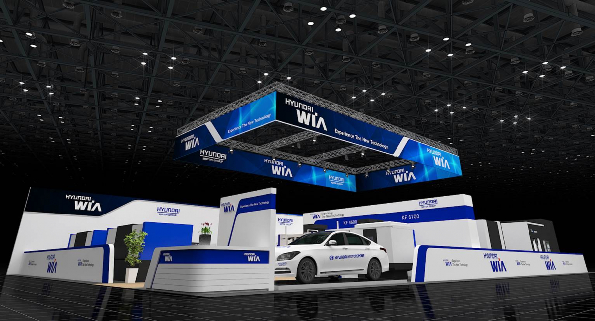 ▲10일 미국 시카고 맥코믹 플레이스에서열린 국제 공작기계 전시회 ‘IMTS 2018’에 참가한 현대위아의 부스 조감도. 현대위아는 이번 전시회에서 공장자동화 시스템 PLS와 스마트팩토리 플랫폼 iRiS 등을 선보였다. (사진제공=현대위아)