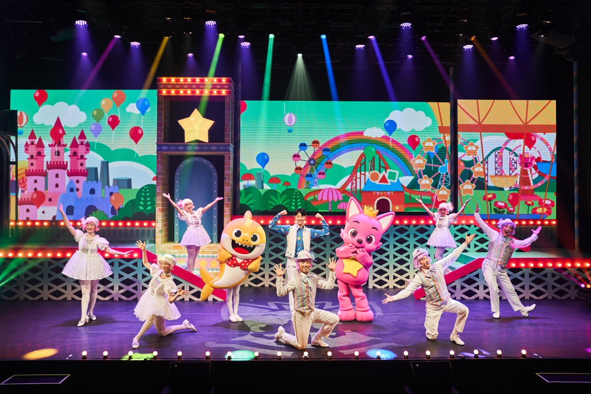 ▲지난 달 서울 합정동 신한카드 판스퀘어에서 열린 핑크퐁 뮤지컬 공연의 한 장면(사진제공=유진그룹)