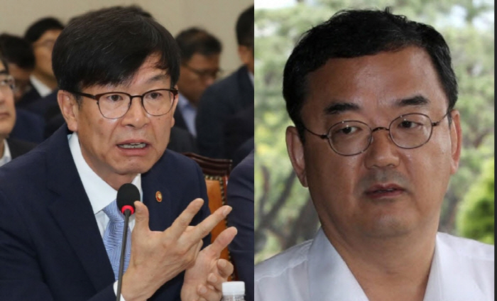 ▲김상조 공정거래위원회 위원장(왼쪽)과 지철호 공정거래위원회 부위원장.(연합뉴스)
